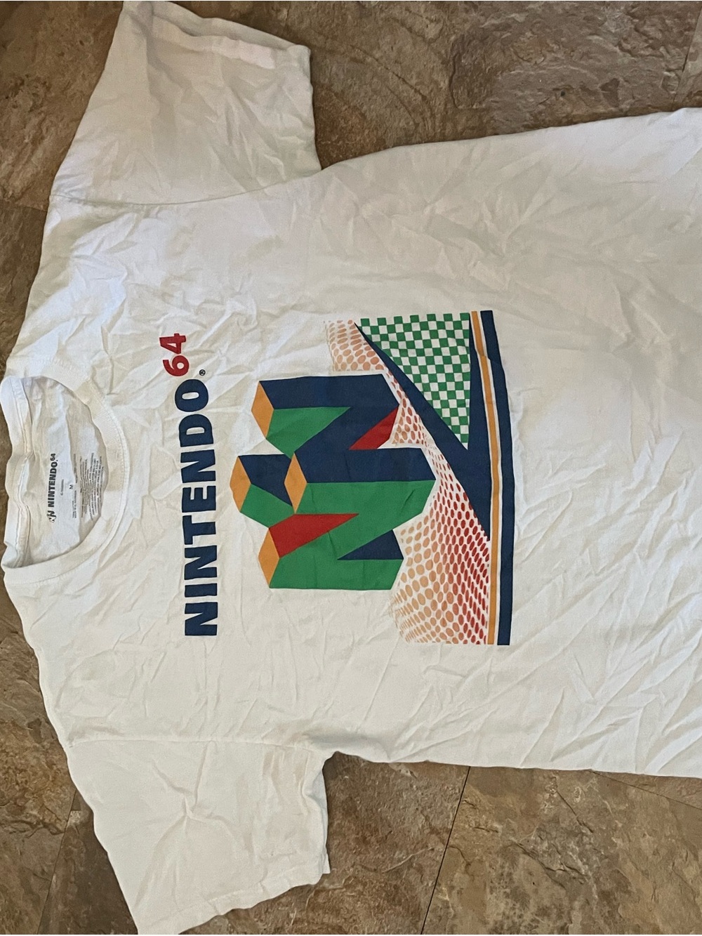 Nintendo White Short-Sleeve Tee with Multicolor N64 Logo